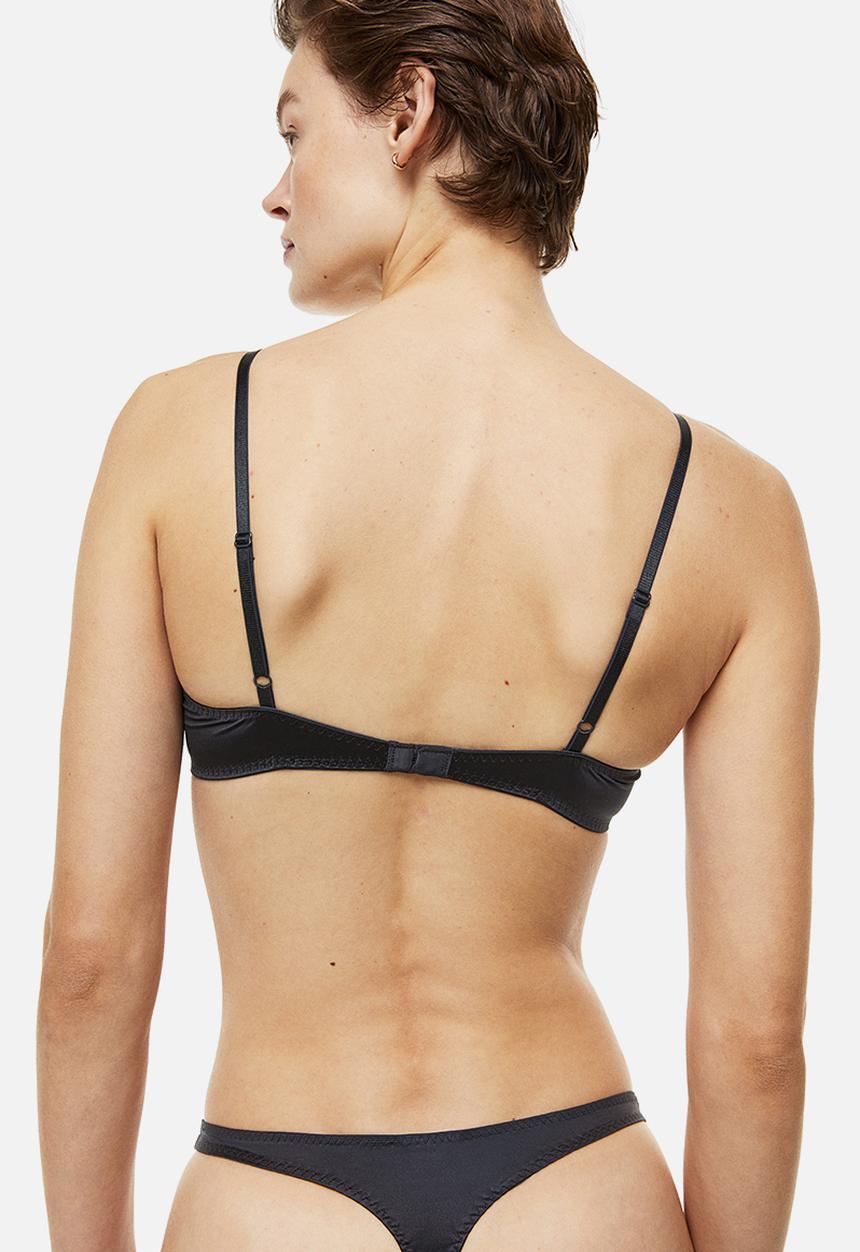 H&M - 3-pack stretch satin thong briefs - dark grey & pink