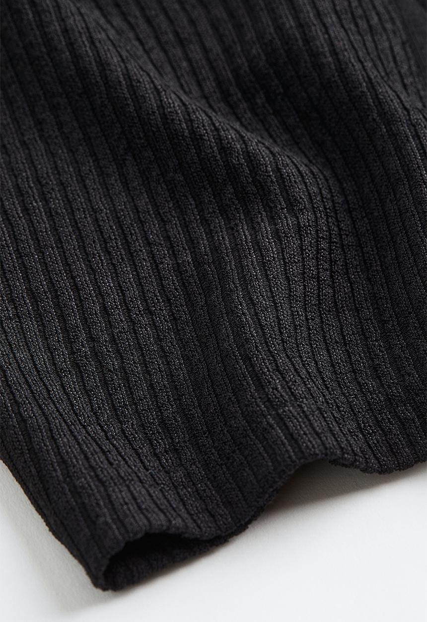 H&M - Collared ribbed top - black
