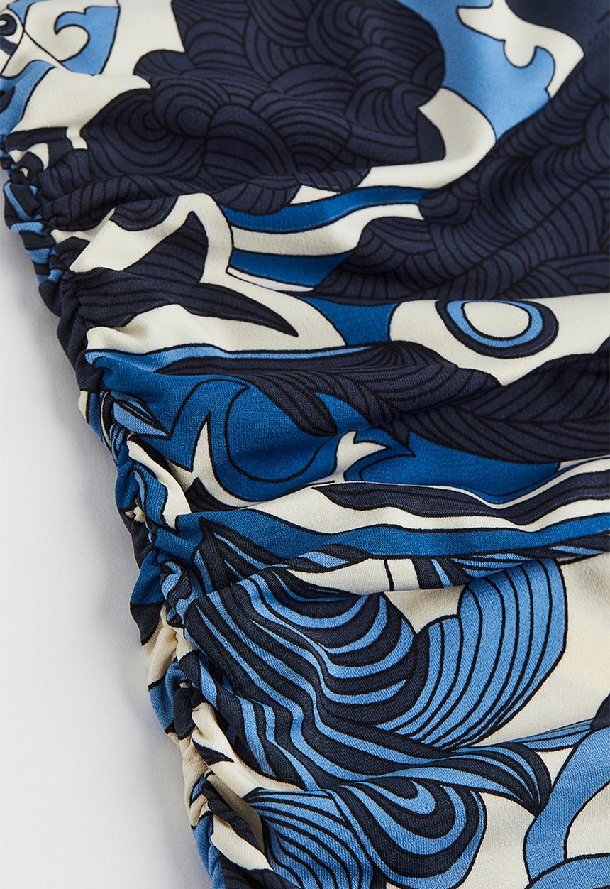 H&M - Gathered bodycon dress - dark blue/patterned 