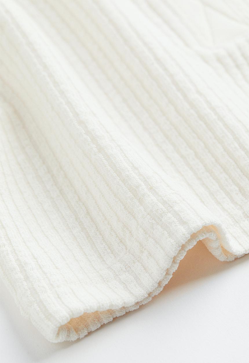 H&M - Collared ribbed top - white