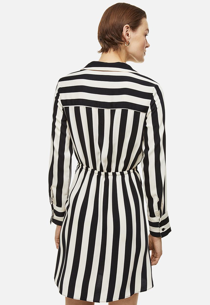 H&M - Wrap dress - cream/black striped 
