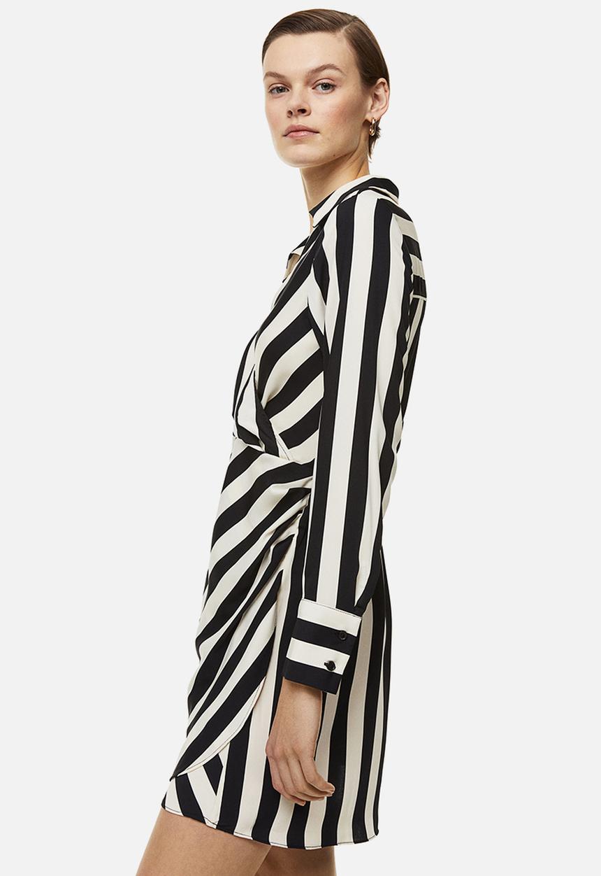 H&M - Wrap dress - cream/black striped 