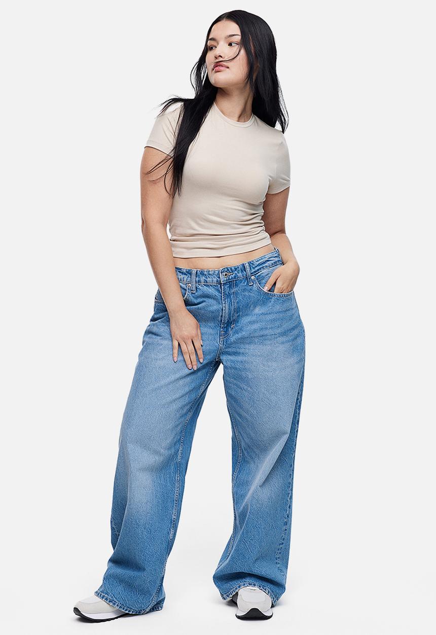 H&M - Curvy fit wide regular jeans - light denim blue 