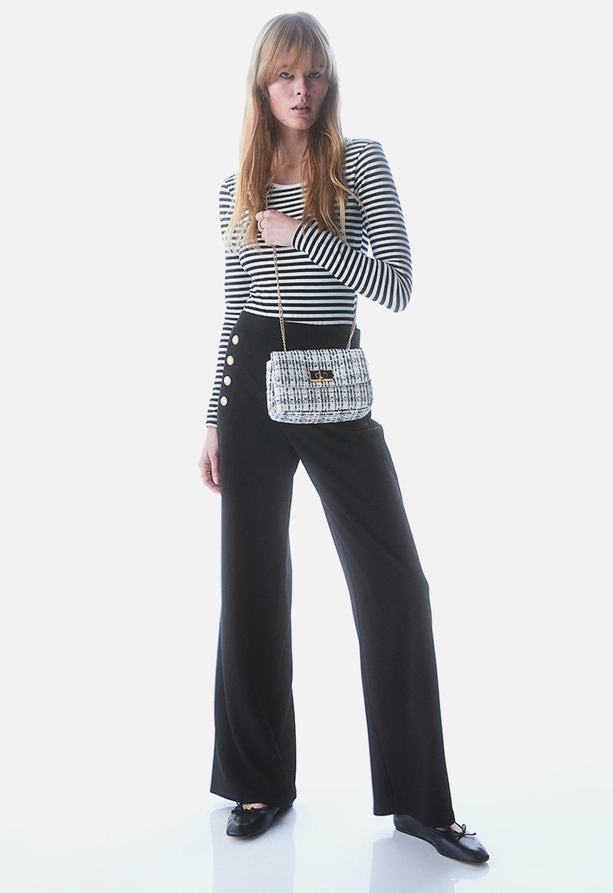 H&M - Button-front trousers - black