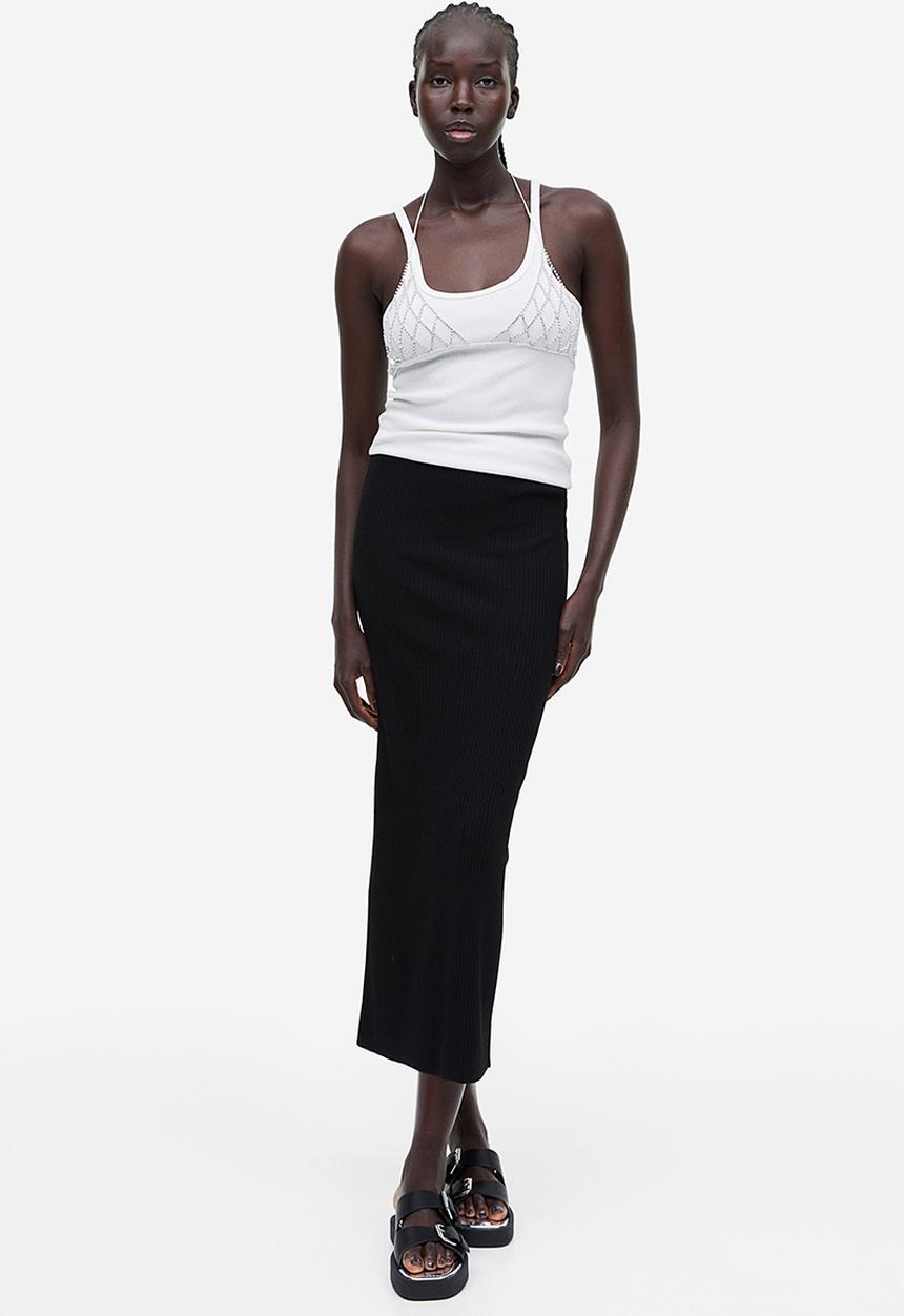 H&M - Rib-knit skirt - black