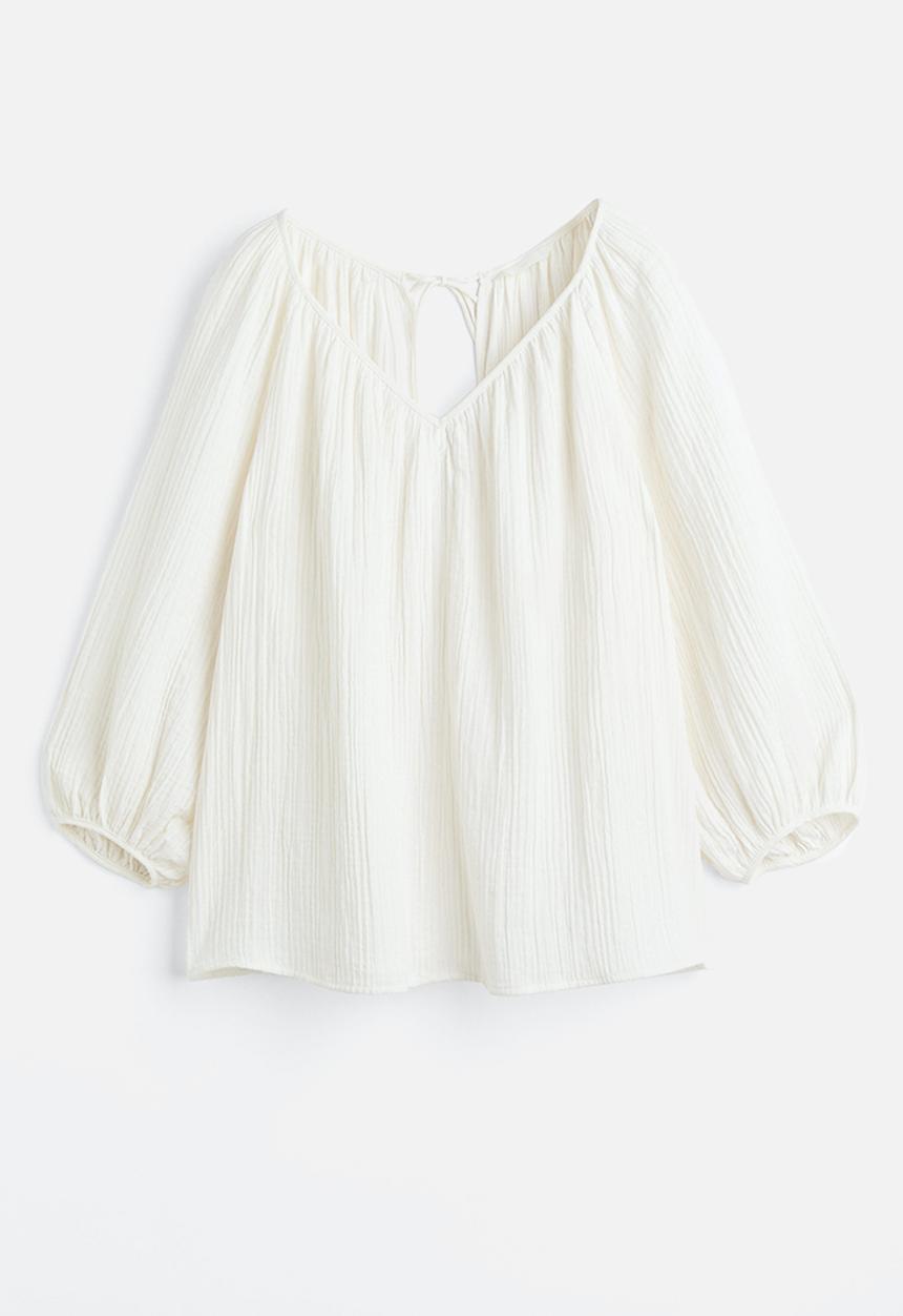 H&M - Crinkled blouse - white