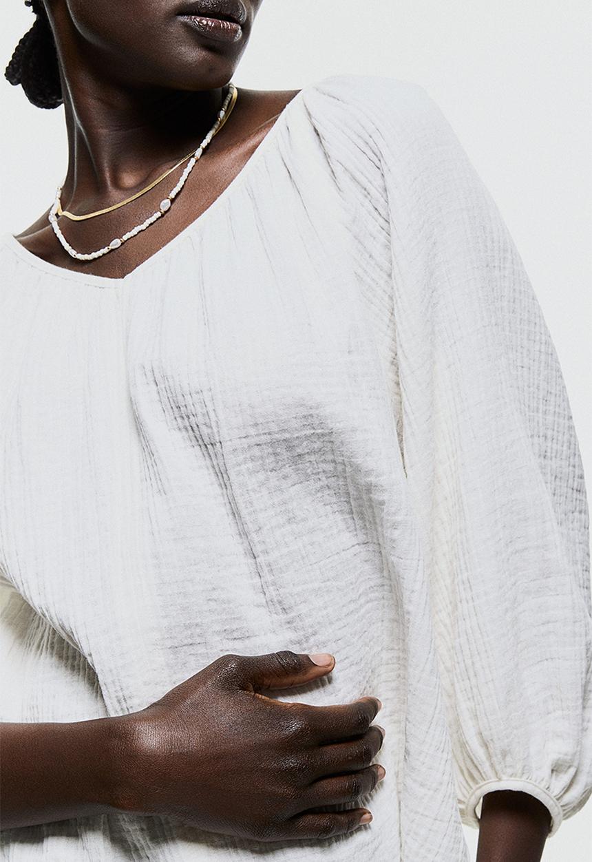 H&M - Crinkled blouse - white