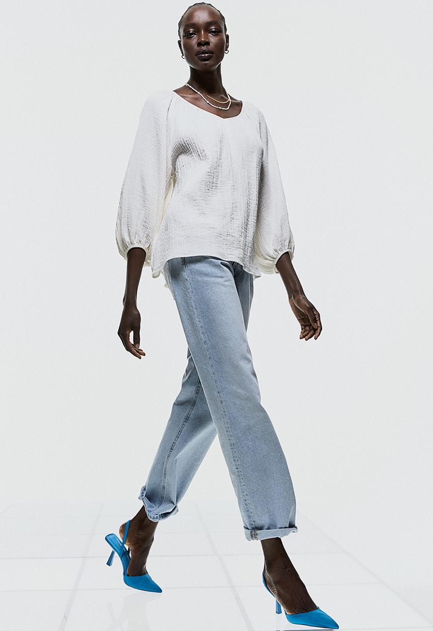 H&M - Crinkled blouse - white