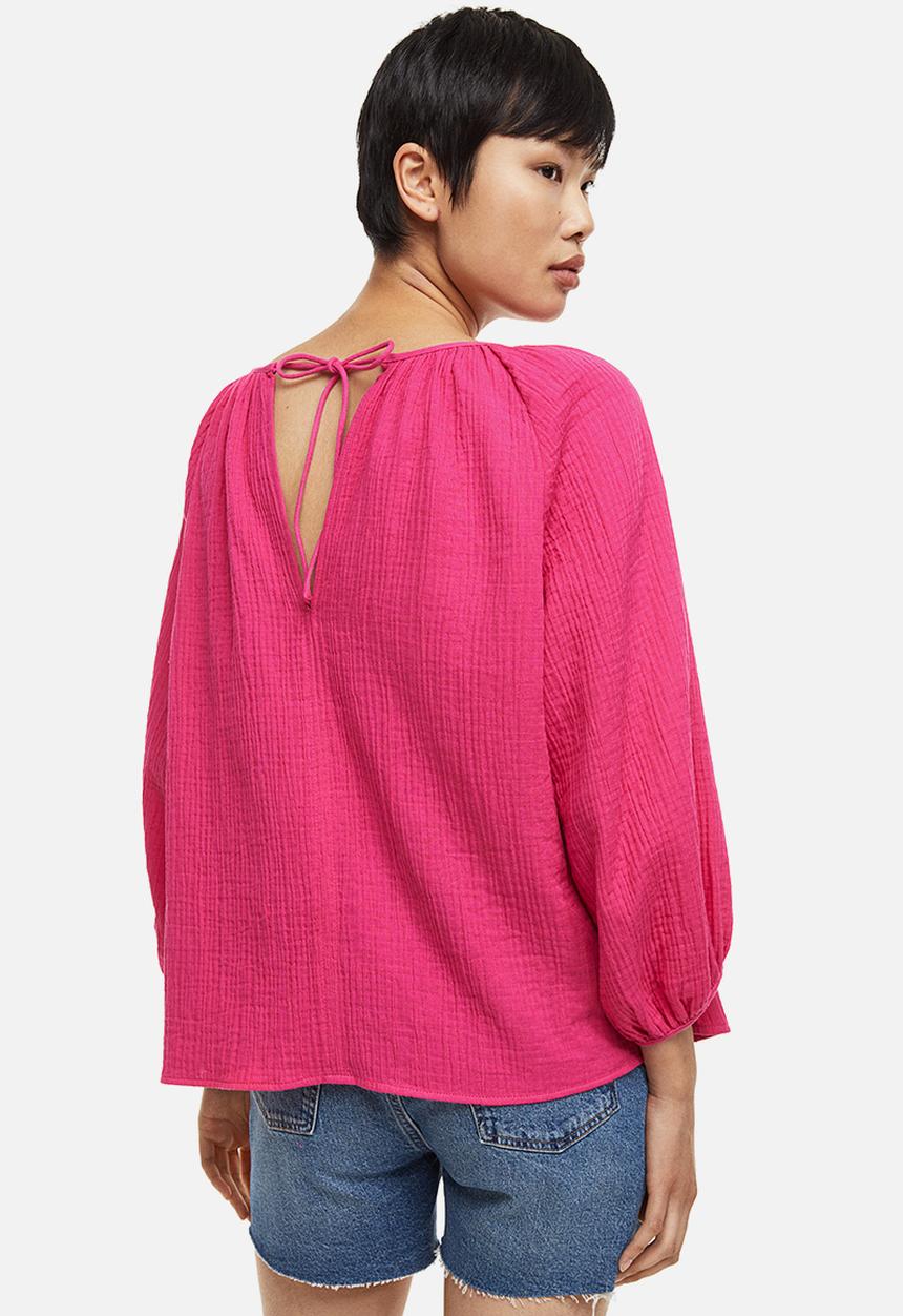 H&M - Crinkled blouse - cerise