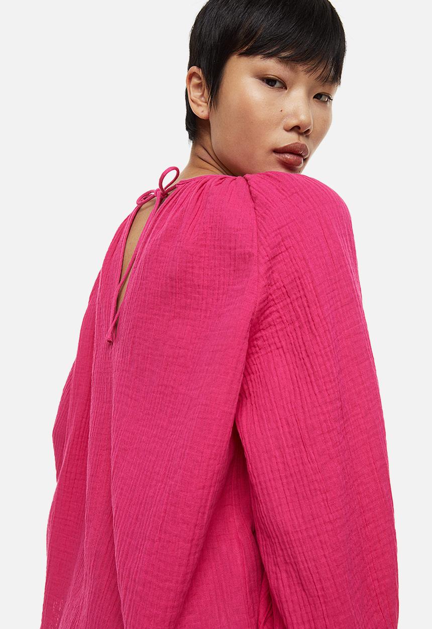 H&M - Crinkled blouse - cerise