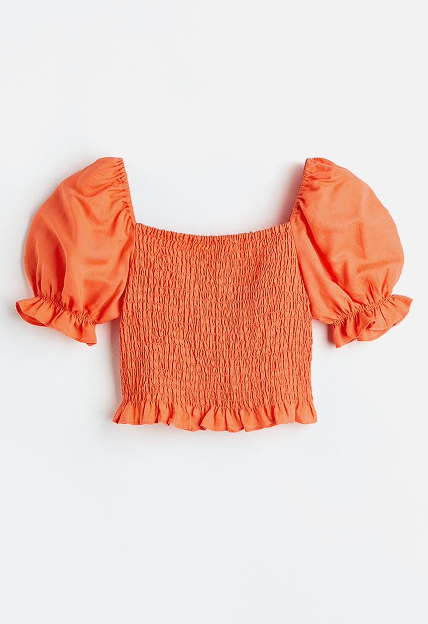 H&M - Smocked cropped top - orange
