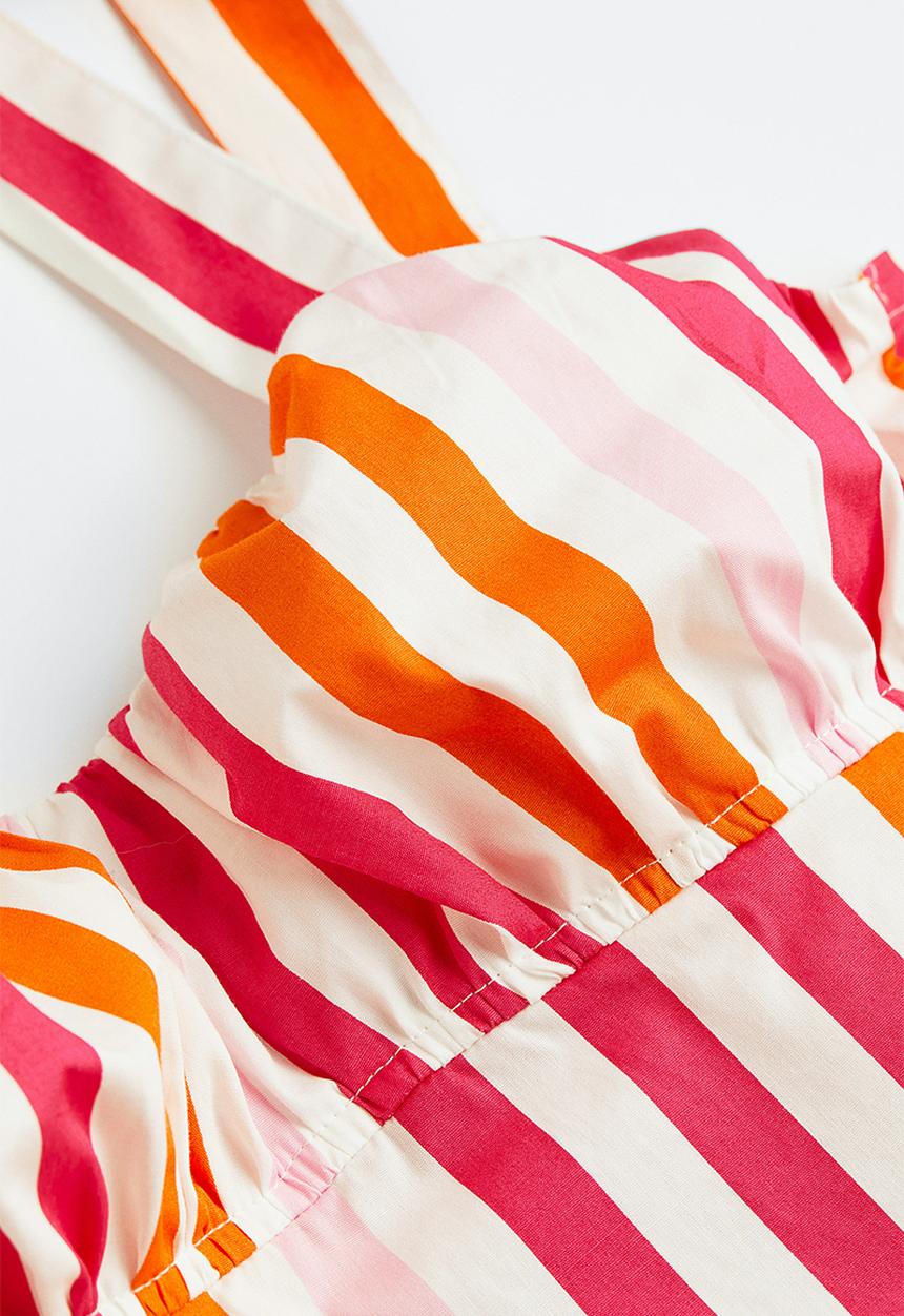 H&M - Tie-strap dress - cerise / striped 