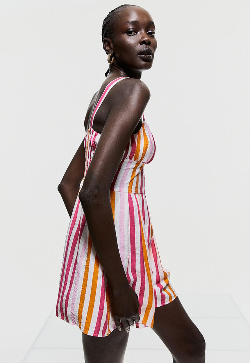 H&M - Playsuit - cerise / striped 