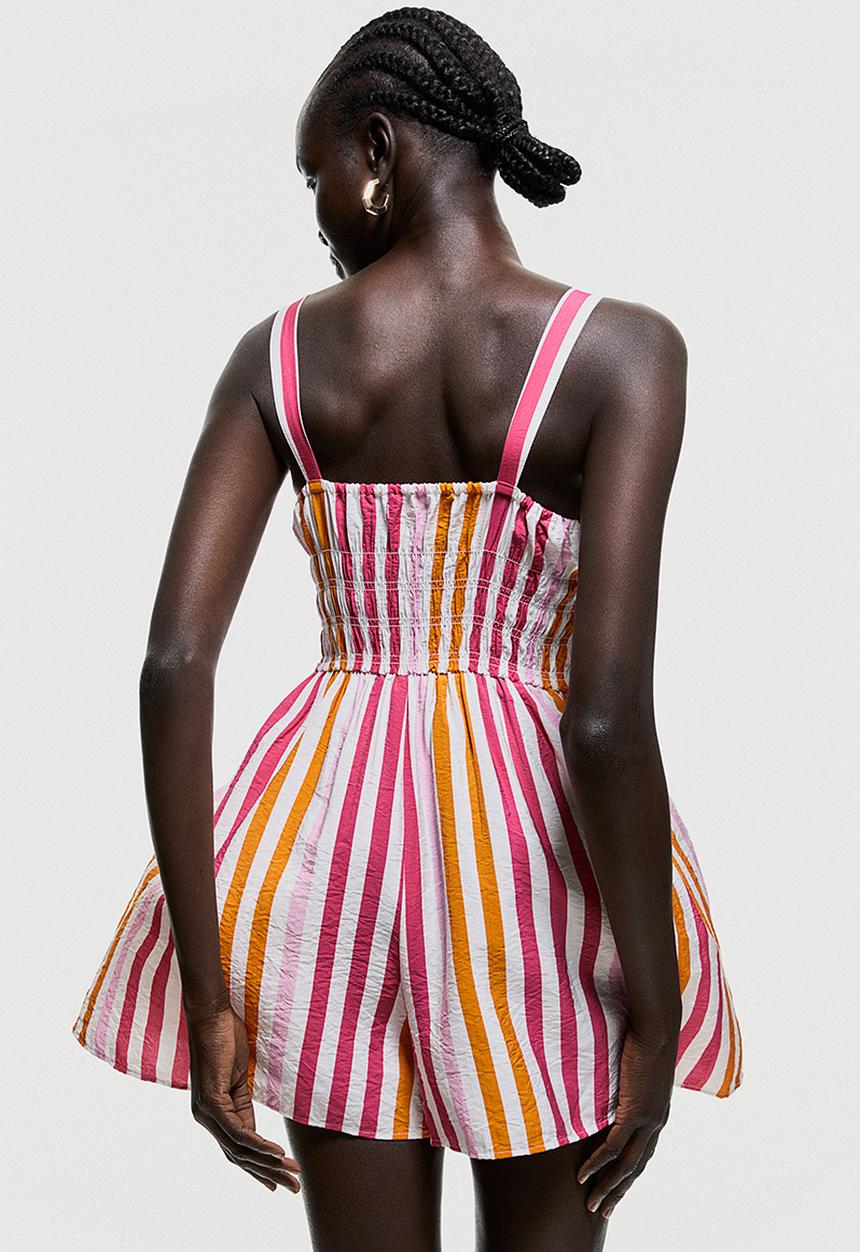 H&M - Playsuit - cerise / striped 