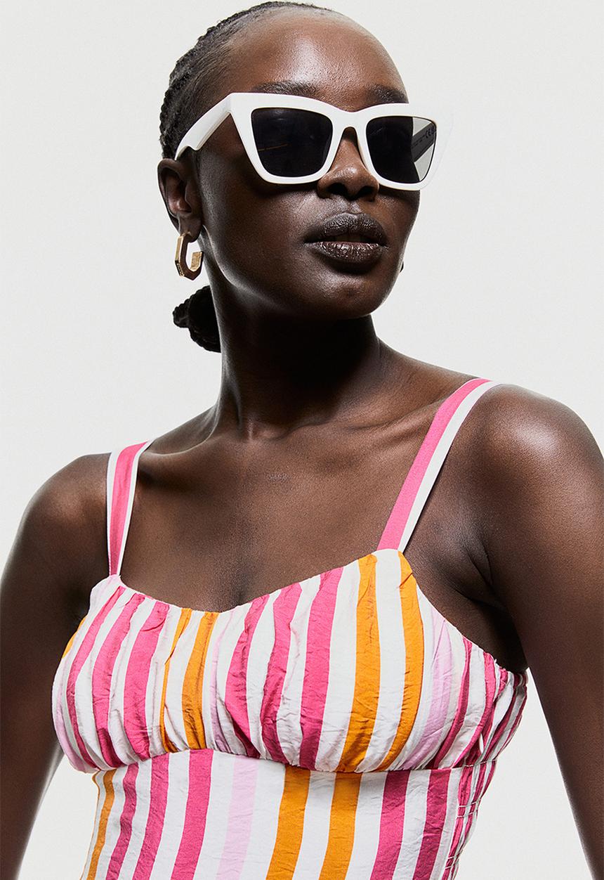 H&M - Playsuit - cerise / striped 