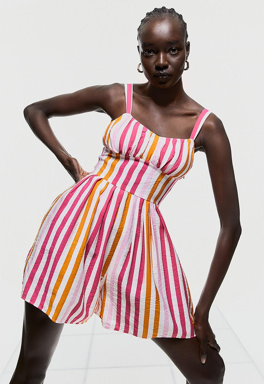 H&M - Playsuit - cerise / striped 