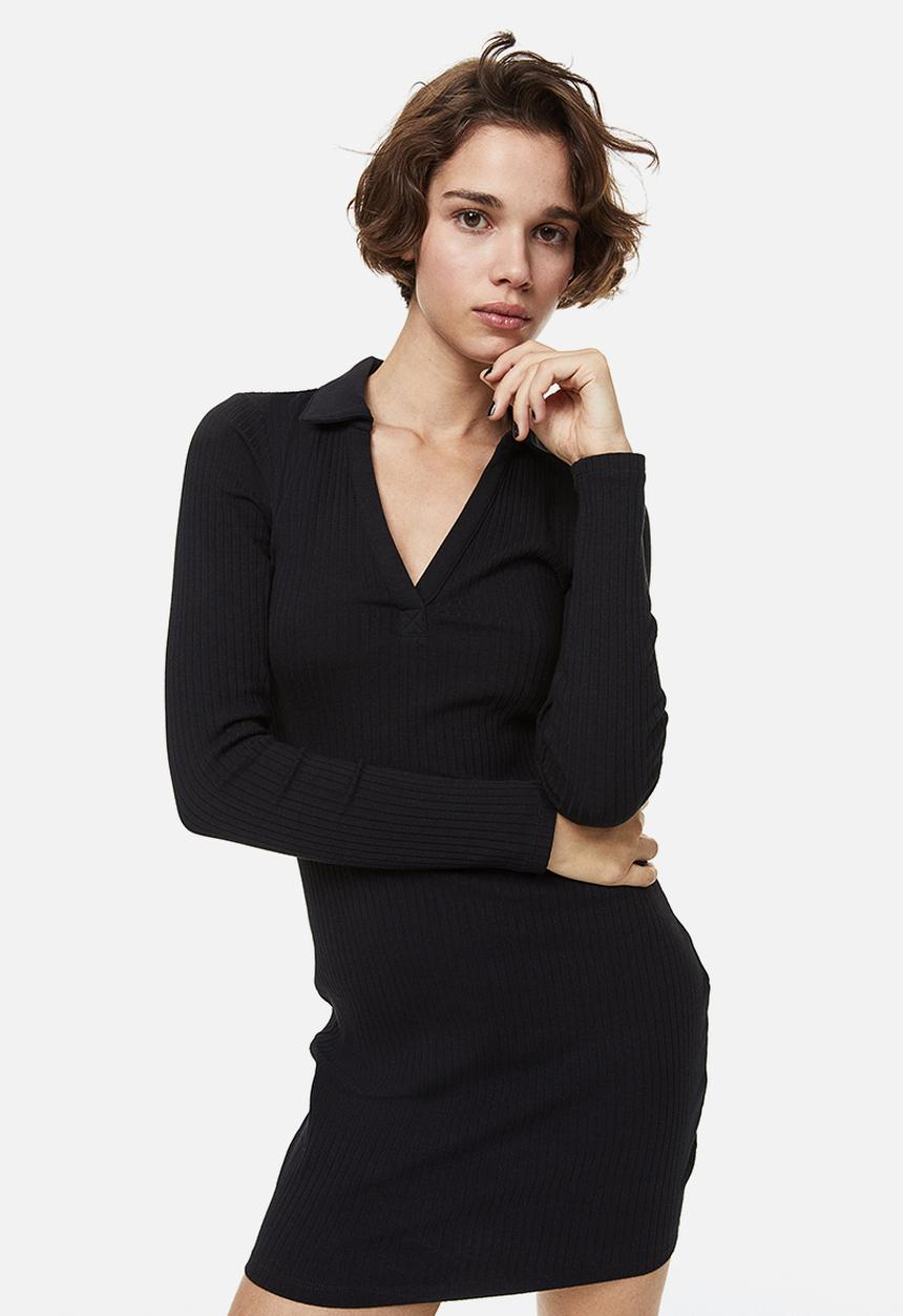 H&M - Collared bodycon dress - black