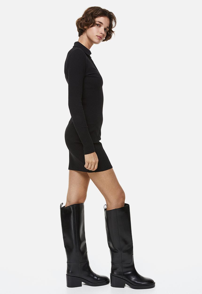 H&M - Collared bodycon dress - black