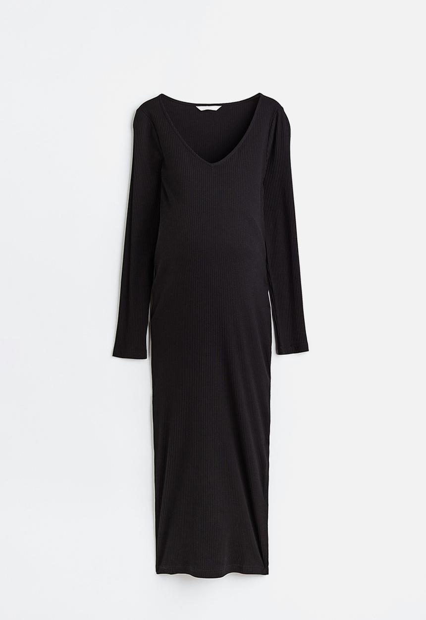 H&M - Mama ribbed bodycon dress - black