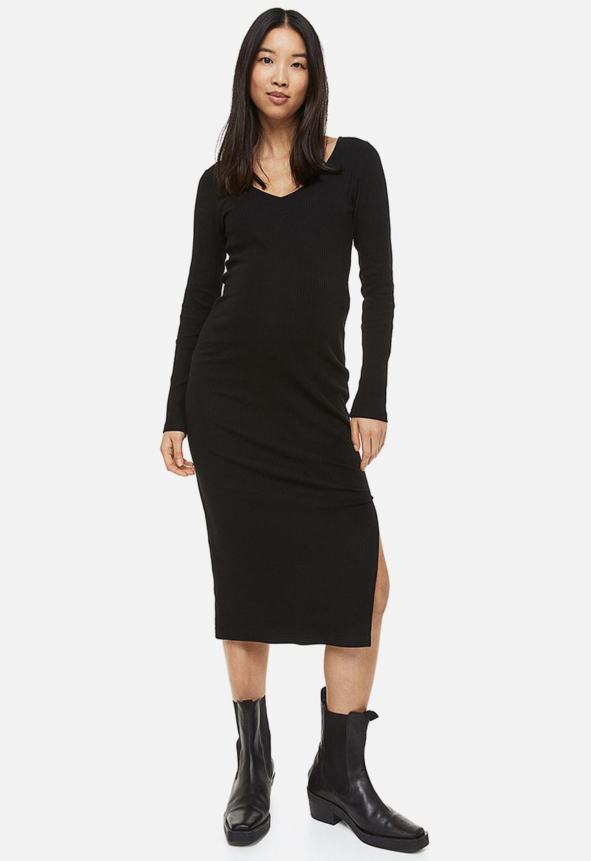 H&M - Mama ribbed bodycon dress - black