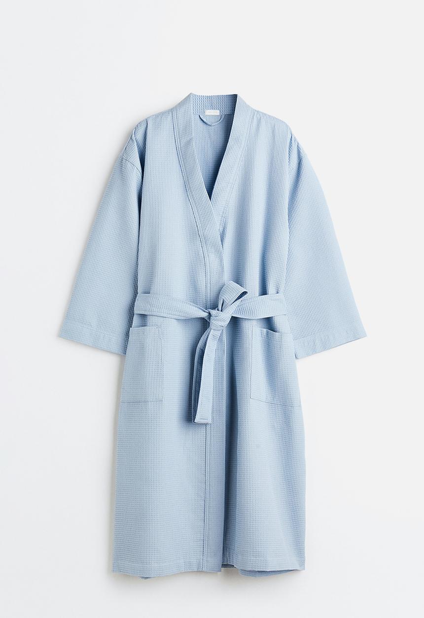 H&M - Waffled dressing gown - light blue
