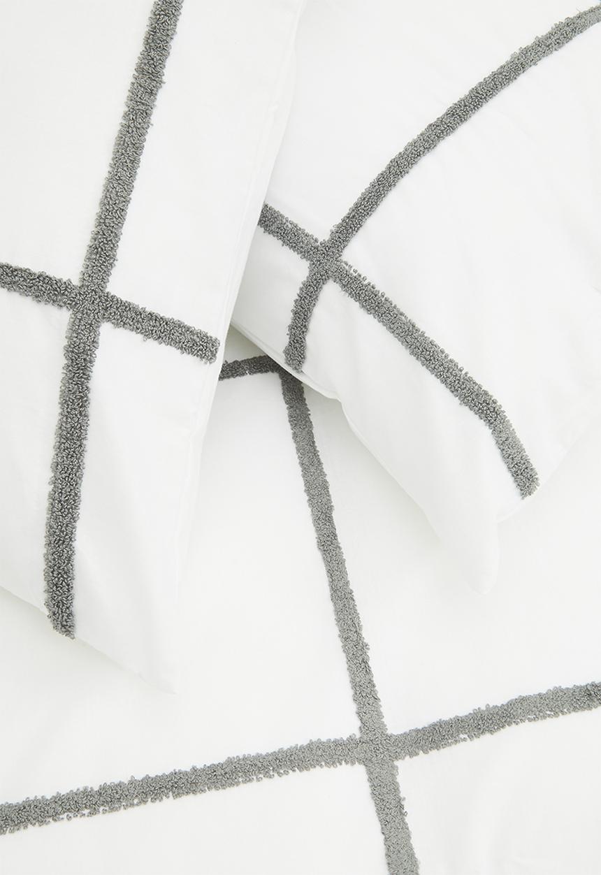 Sixth Floor - Grid cotton tufted duvet cover set - grey