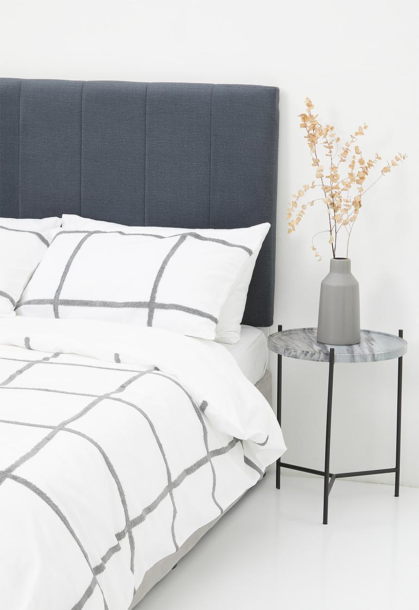 Sixth Floor - Grid cotton tufted duvet cover set - grey