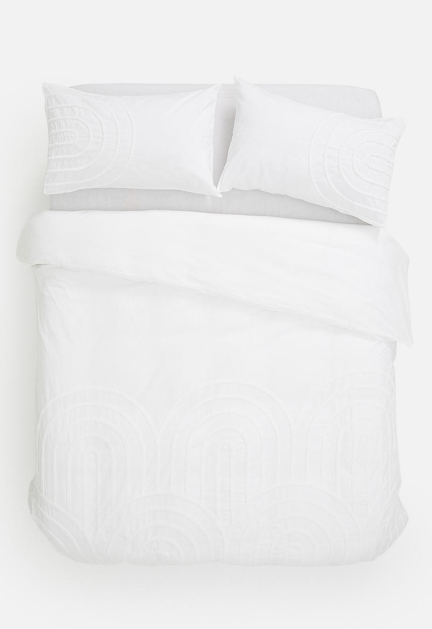 Sixth Floor - Arch cotton tufted duvet cover set - white