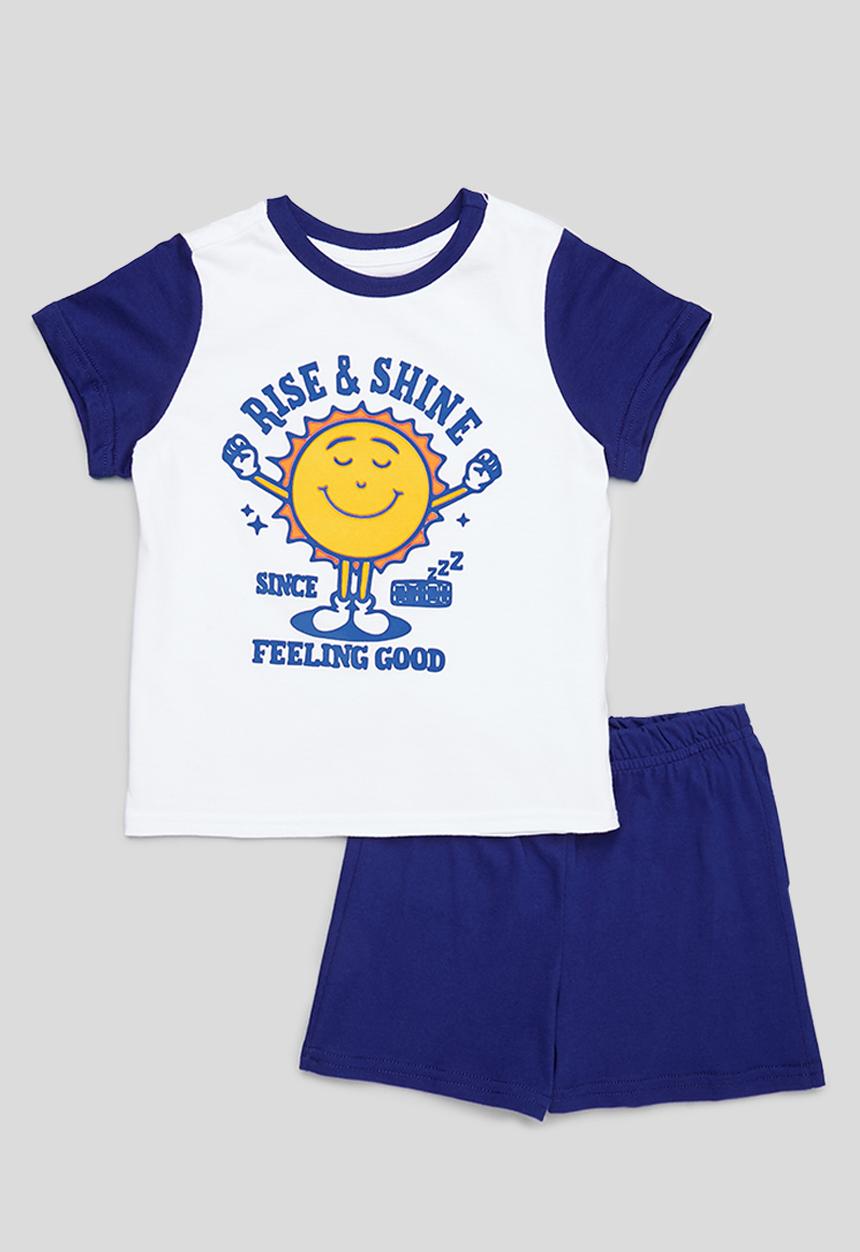 Superbalist - Boys summer pj set - white & royal blue