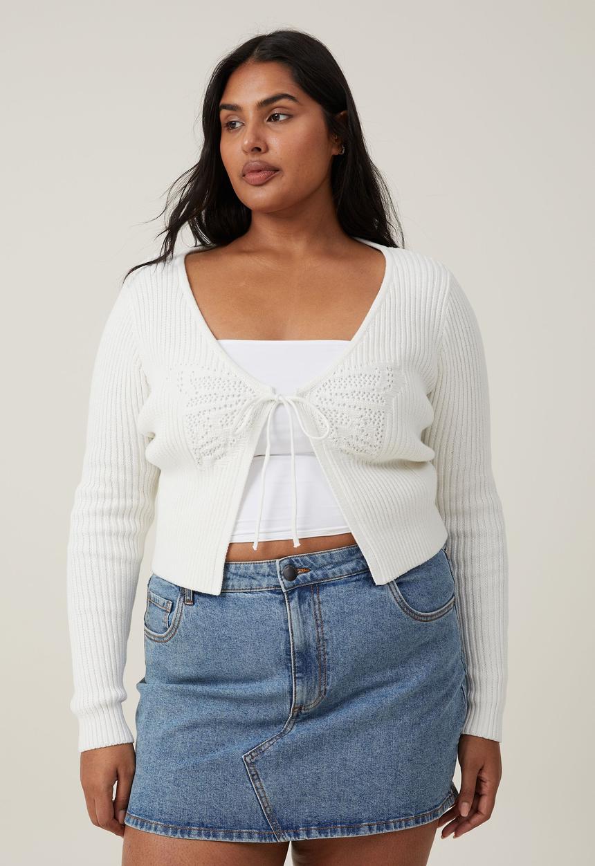 Cotton On - Butterfly tie front cardigan - white