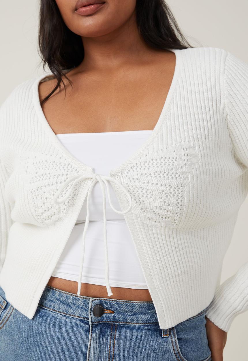 Cotton On - Butterfly tie front cardigan - white