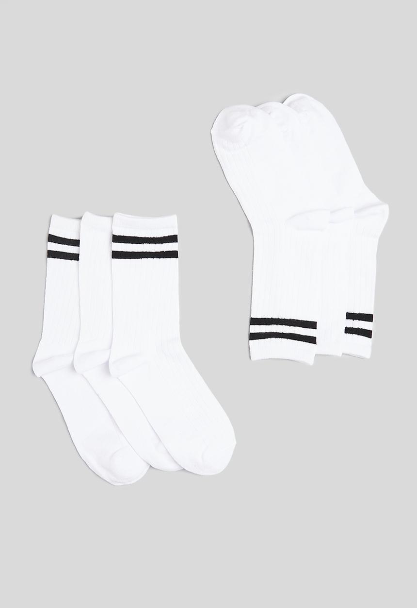 Cotton On - Body 3 pack crew sock - white/black stripe