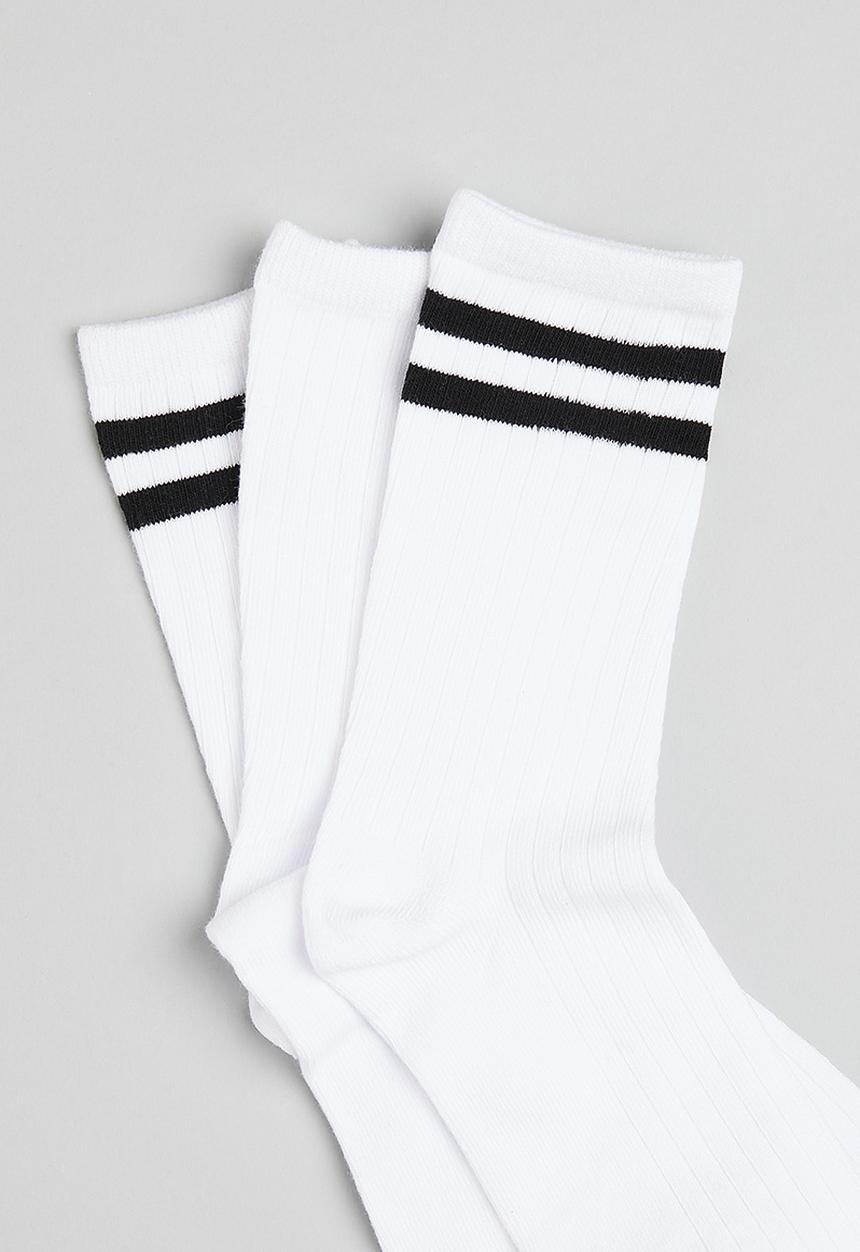 Cotton On - Body 3 pack crew sock - white/black stripe