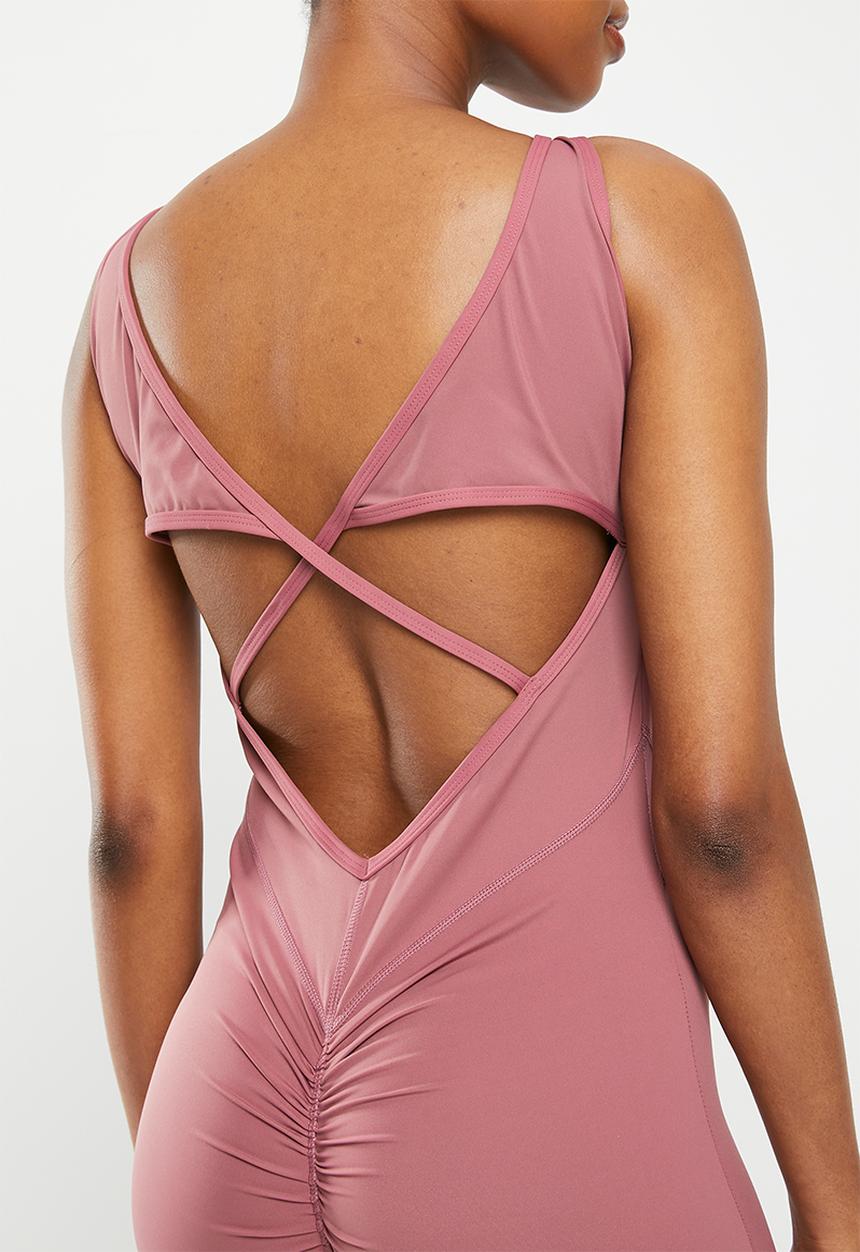 Easy Curves Shapewear - Catsuit with mesh inserts - dusty rose