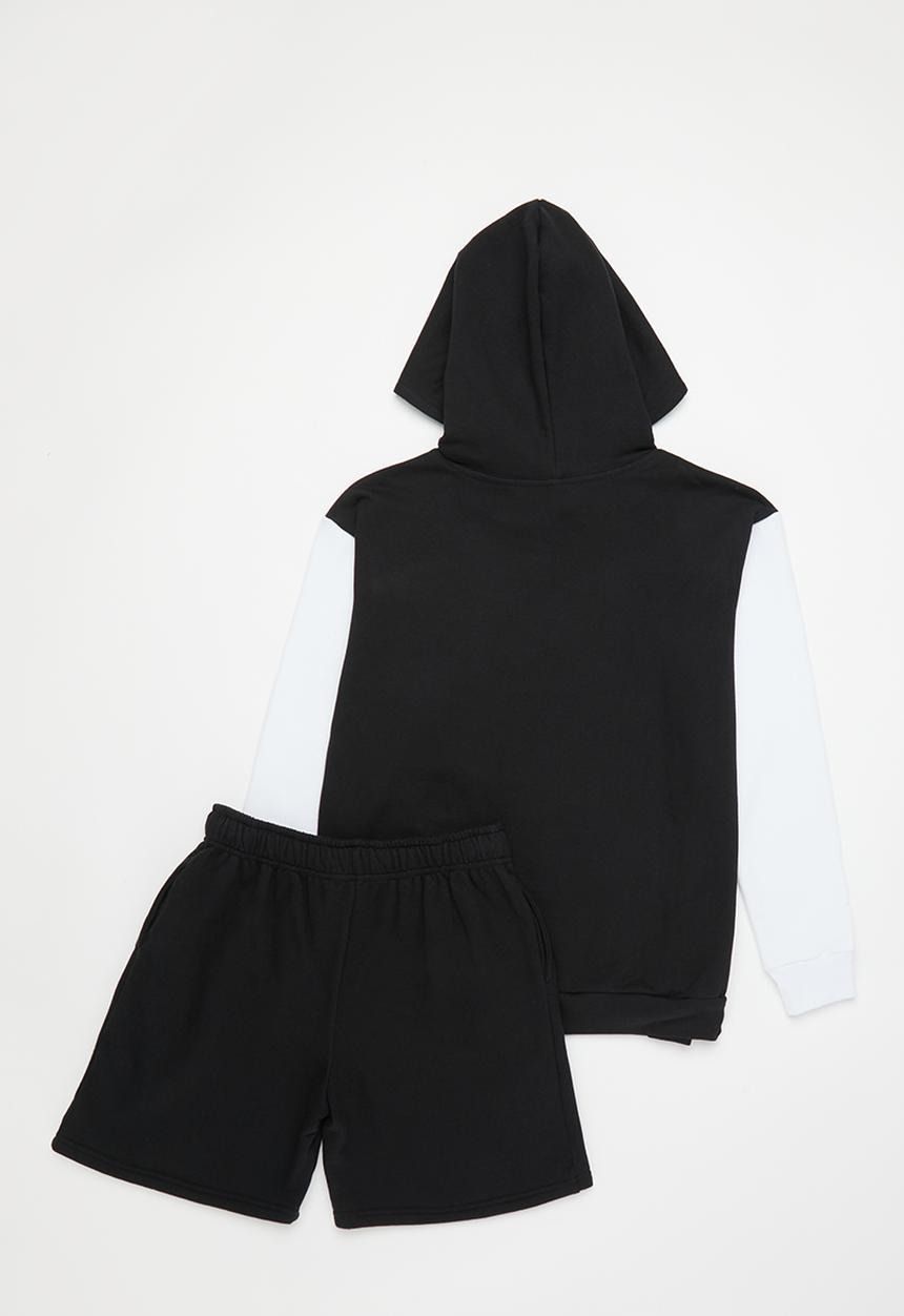 Rebel Republic - Boys hoodie and sweatshort set - black/white