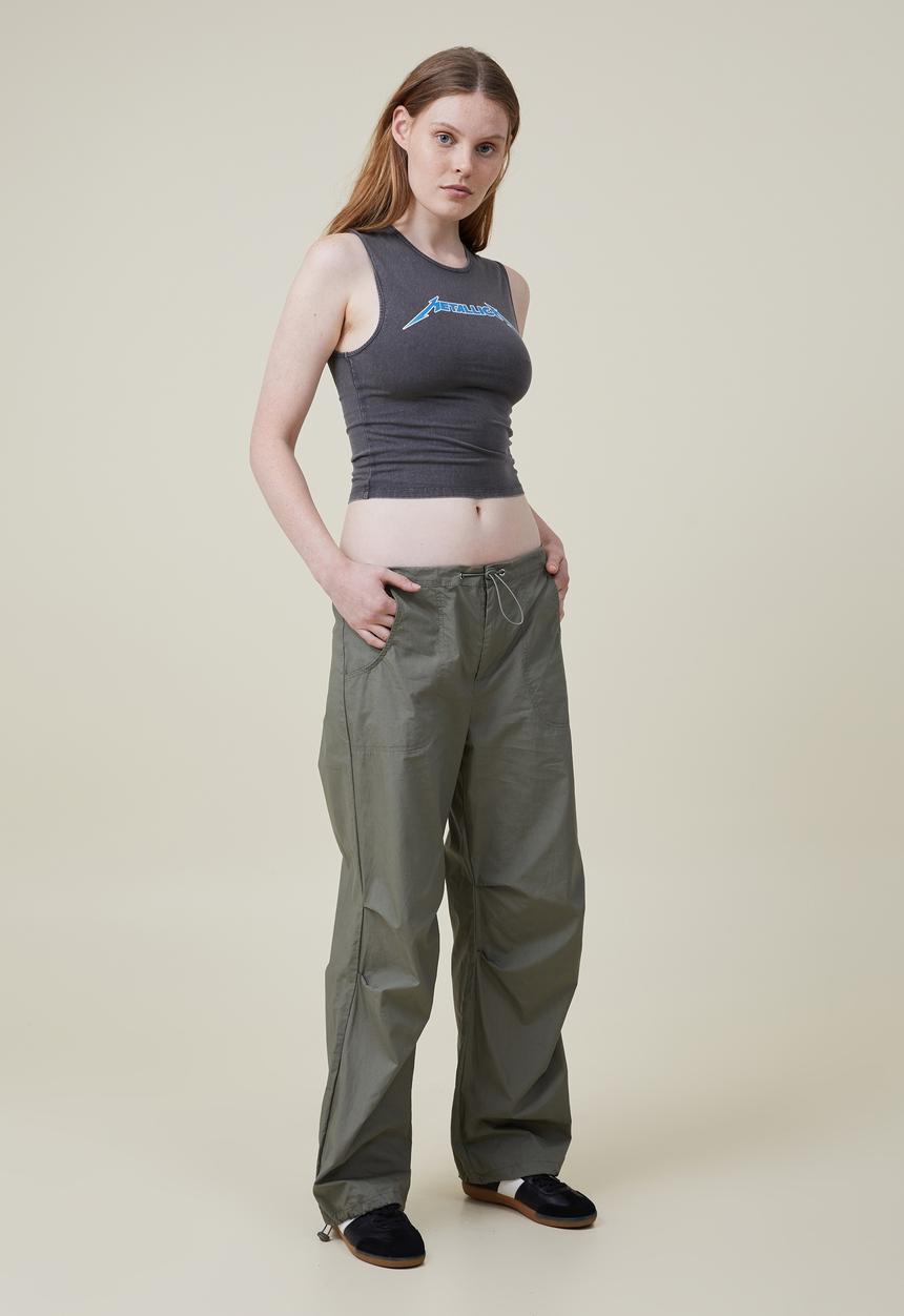 Cotton On - 90s crop graphic tank - lcn metallica logo/slate grey