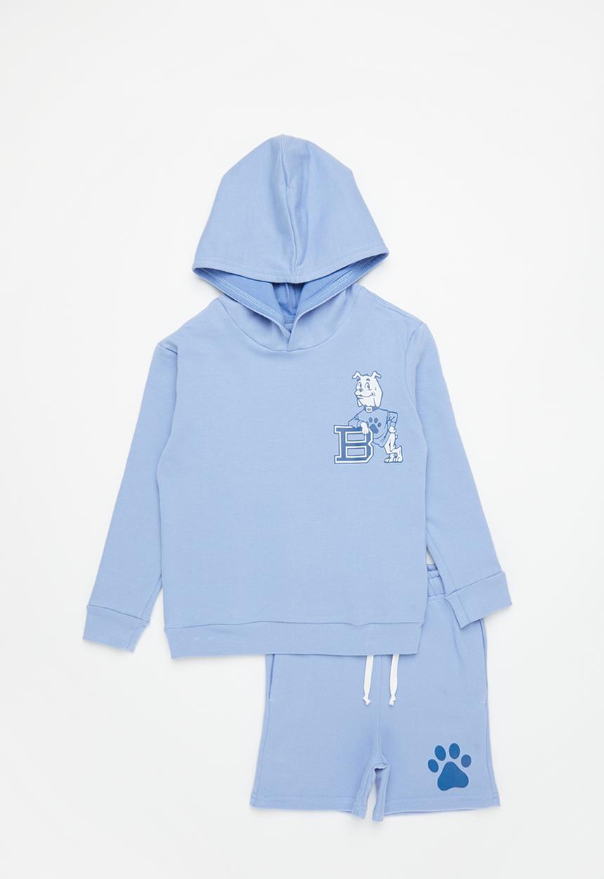Pop Candy - Boys hoodie and sweatshort set - blue