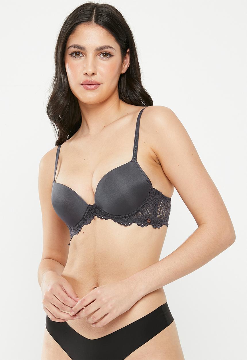 KANGOL - 2 Pack galloon lace mf double push up bra - tangerine/charcoal