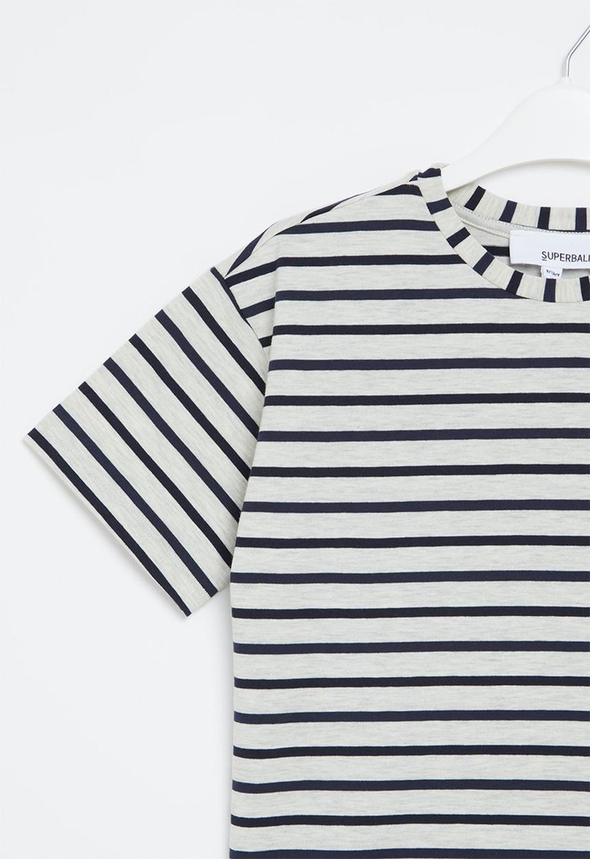 Superbalist - Girls stripe t-shirt - navy/ice melange stripe 