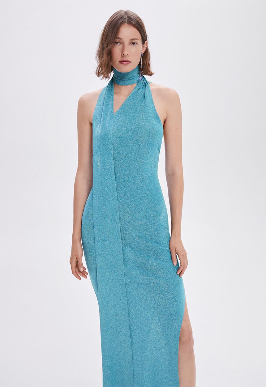 MANGO - Dress beast - mid blue