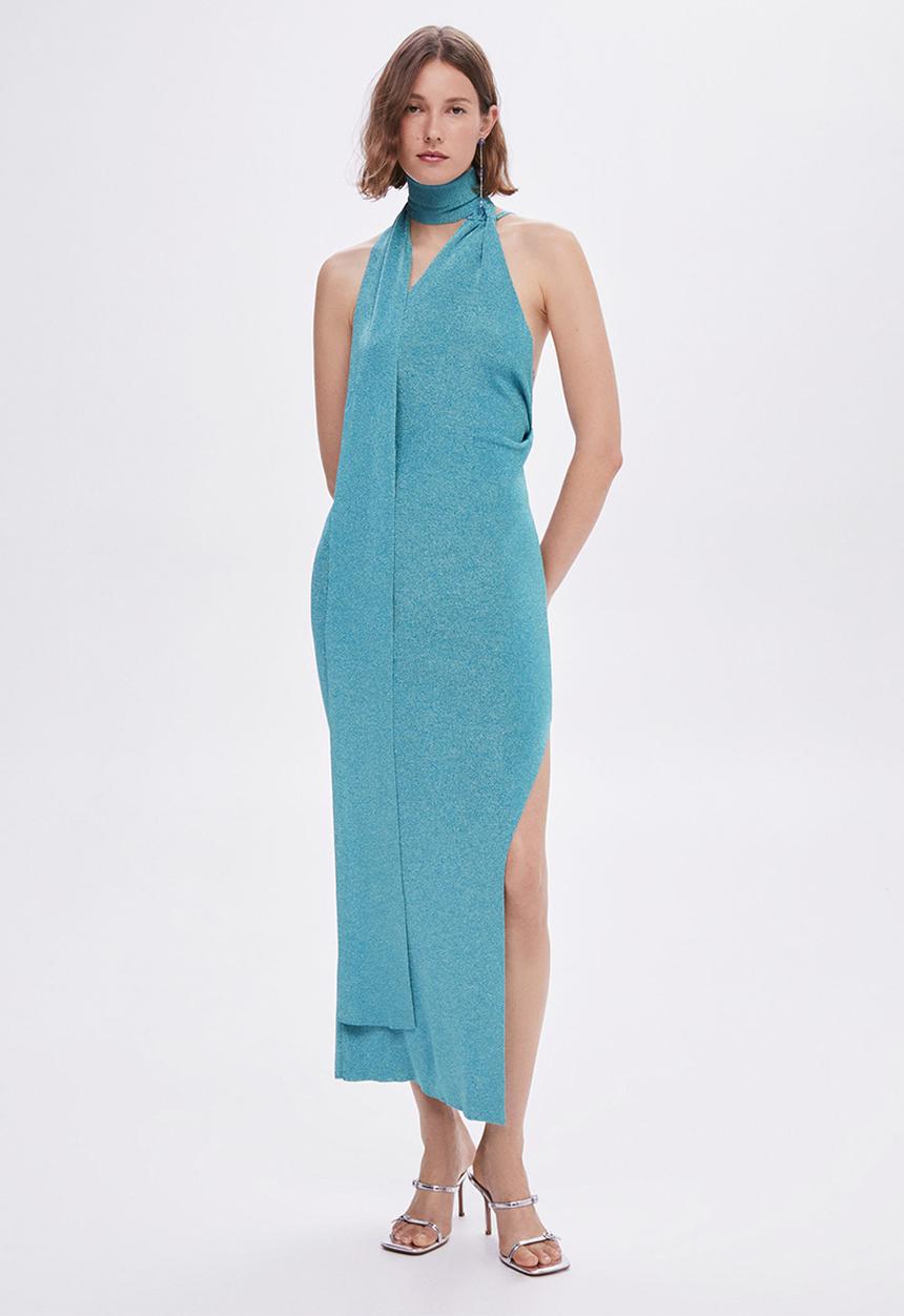 MANGO - Dress beast - mid blue