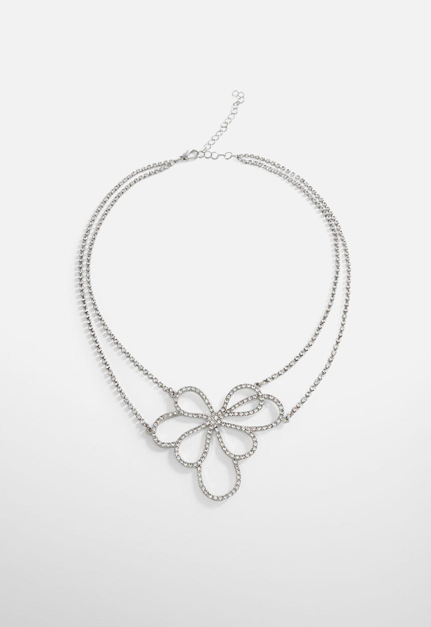 MANGO - Necklace camelia- silver