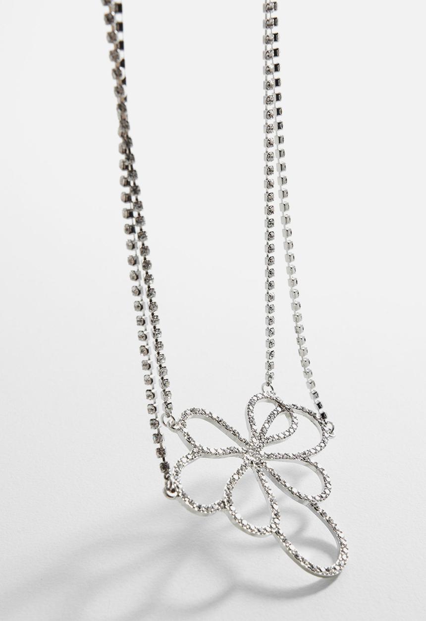 MANGO - Necklace camelia- silver