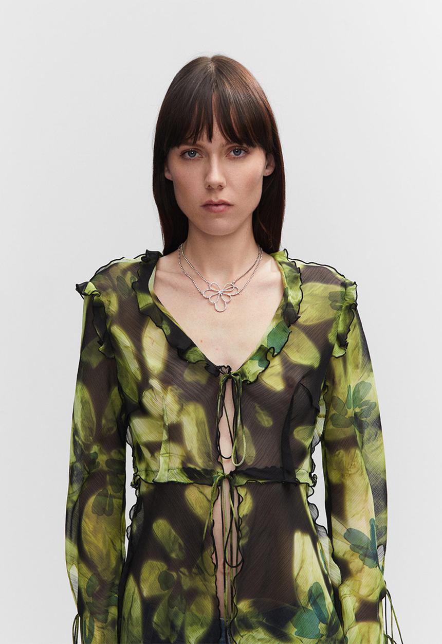 MANGO - Necklace camelia- silver