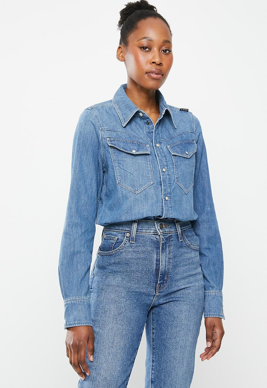 G-STAR - Slim Denim shirt wmn - faded cricket blue