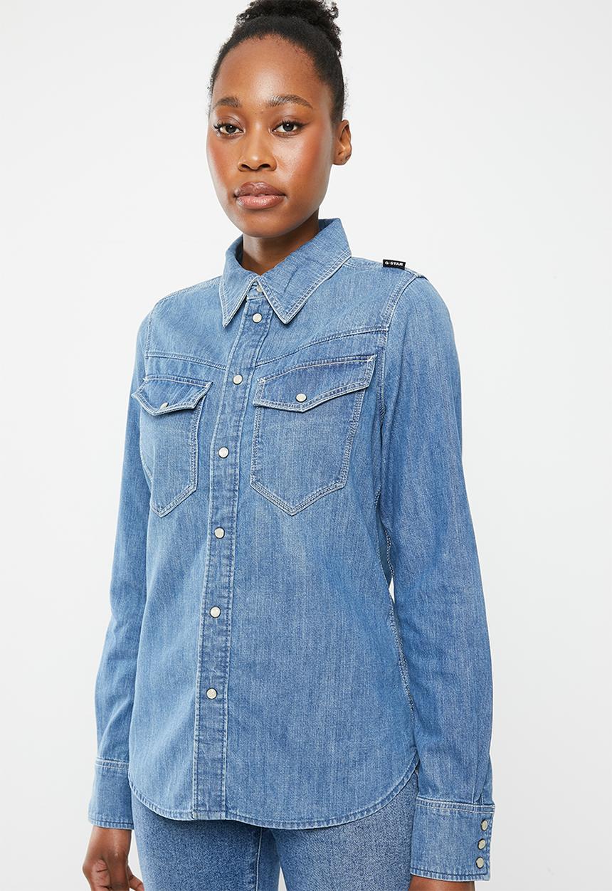 G-STAR - Slim Denim shirt wmn - faded cricket blue