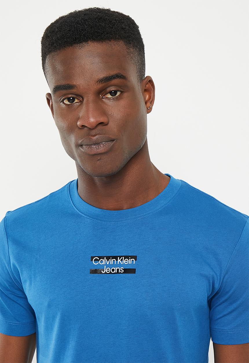 Calvin Klein - Transparent stripe logo tee - tarps blue