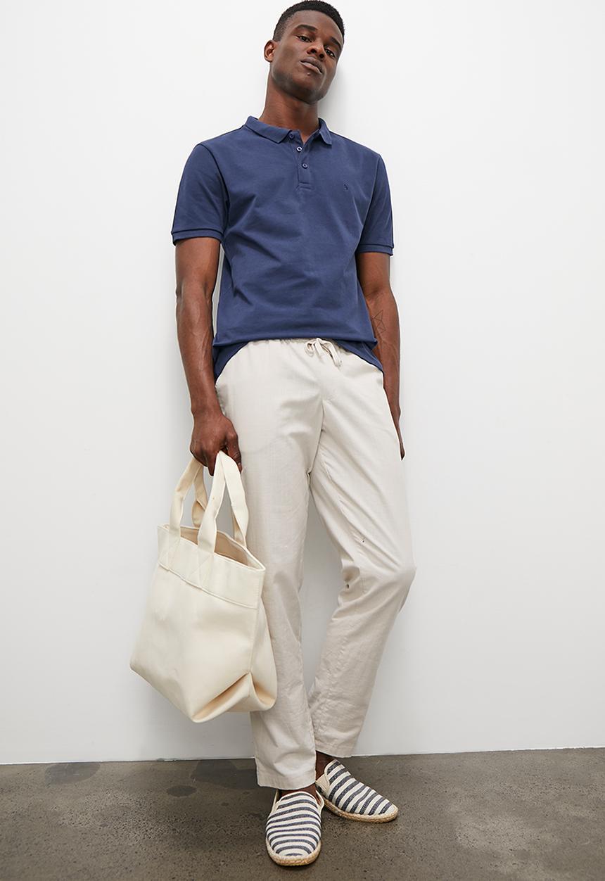 Superbalist - Pique short sleeve slim golfer - navy