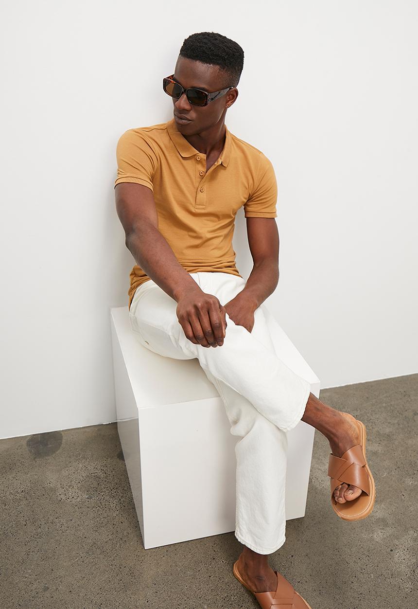 Superbalist - Rico plain muscle fit golfer - brown