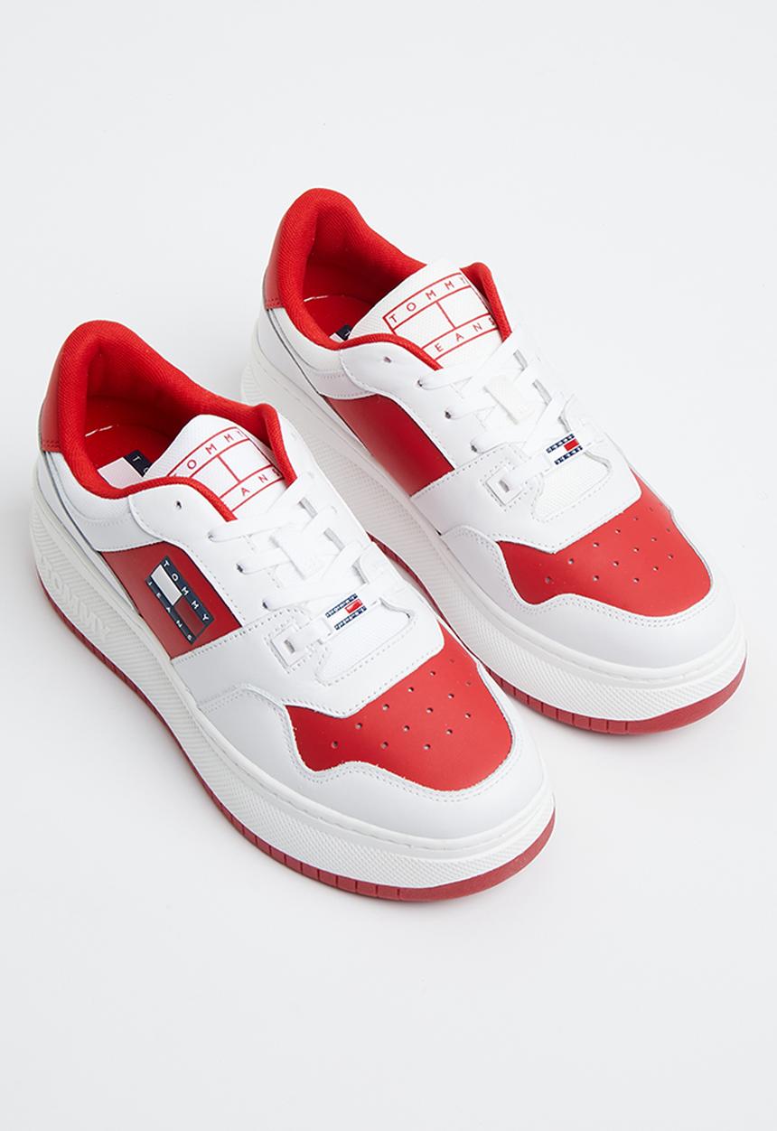 Tommy Hilfiger - Tommy Jeans Leather Retro Basket flatform - deep crimson